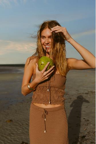 Banks Crochet Strapless Top PECAN