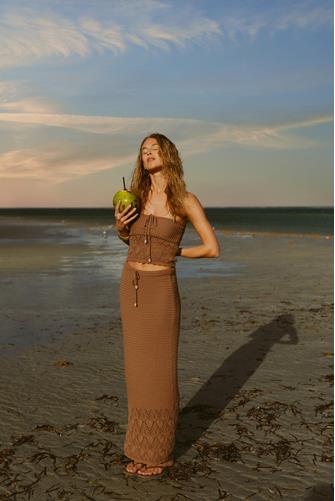 Banks Crochet Maxi Skirt PECAN