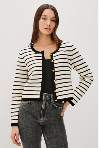 Catiania Stripe Cardi IVORY BLACK STRIPE