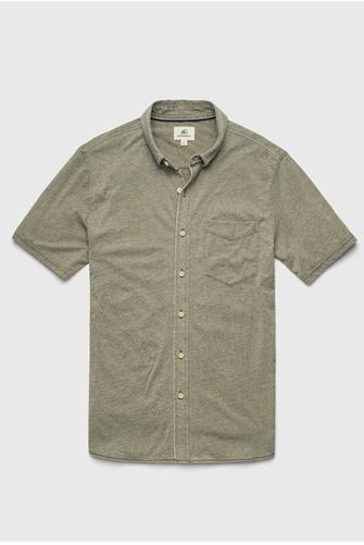 Tony Short Sleeve Burnout Knit Shirt LICHEN GREEN