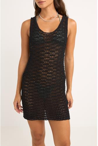 Maddie Knit Scoop Neck Mini Dress BLACK