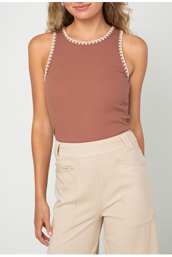 Crochet Stitch Tank WHIPPED MOCHA
