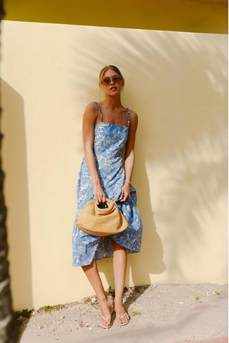 Dagney Cotton Midi Dress LAPIS FLORAL