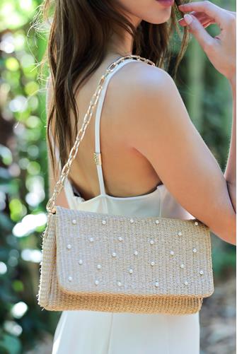 Raffaella Pearl Shoulder Bag NATURAL