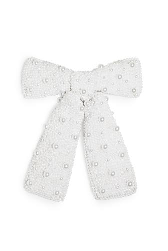 Beaded Bow Clip IVORY
