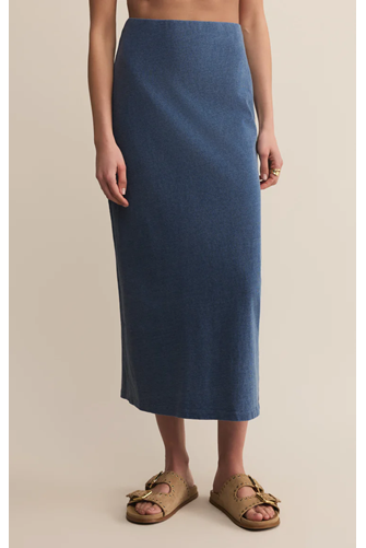Gail Jersey Denim Midi Skirt VINTAGE INDIGO
