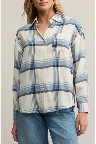 River Plaid Button Up VINTAGE INDIGO