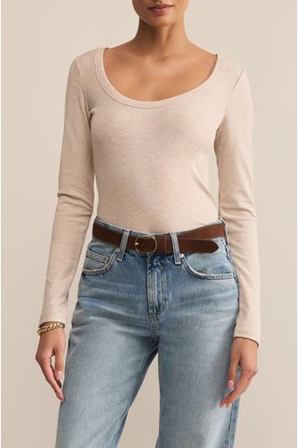Second Skin Scoop Neck Top OATMEAL HEATHER