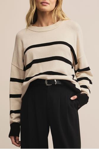 Jordane Striped Sweater LIGHT OATMEAL HEATHER