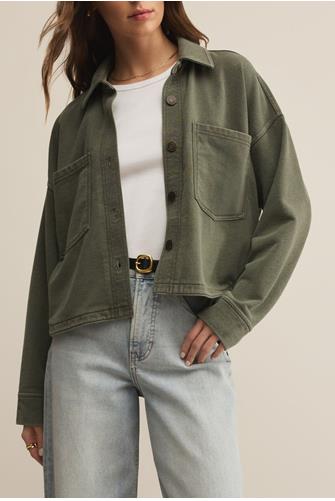 All Day Cropped Knit Jacket HUNTER GREEN