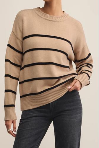 Boyfriend Striped Sweater BISCUIT
