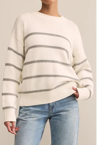 Boyfriend Striped Sweater WHITE