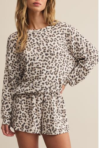 Luxe Leopard Long Sleeve Top CHAMPAGNE