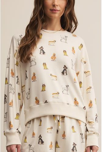 Elle Pup Long Sleeve Top VANILLA ICE
