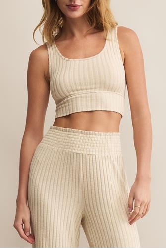 Zoe Rib Tank Bra LIGHT OATMEAL HEATHER