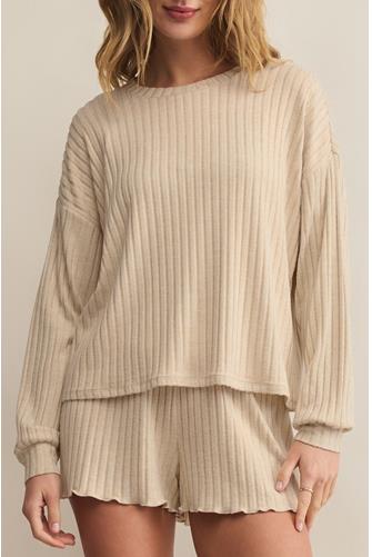 Daydream Rib Long Sleeve Top LIGHT OATMEAL HEATHER