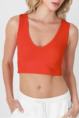 V-Neck Seamless Crop Top CHERRY TOMATO