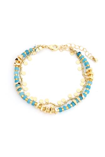 Blue Stone and Coin Bracelet GOLD