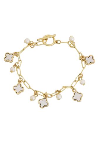 Clover and Pearl Charm Bracelet GOLD