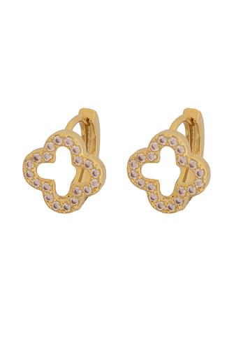 0.5 In Ear Clip Clover Leaf Pave GOLD