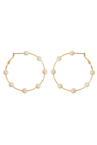Satelite Pearl Hoop Earrings GOLD
