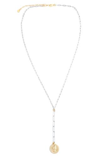 22 In Necklace Twotone Chain With Coin Charm GOLD