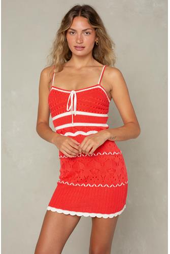 Harper Crochet Mini Dress ROSE