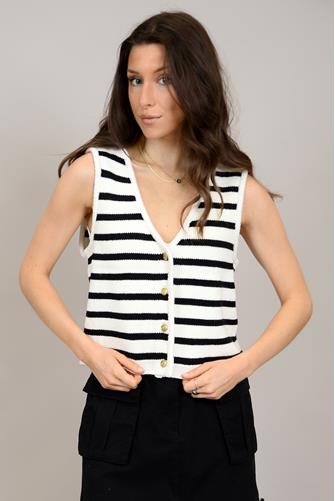Meta Sleeveless V Neck Vest WINTER WHITE BLACK