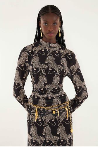 Striped Tigers Black Tulle Blouse STRIPED TIGERS BLACK
