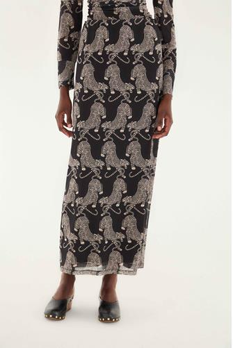 Striped Tigers Black Tulle Midi Skirt STRIPED TIGERS BLACK