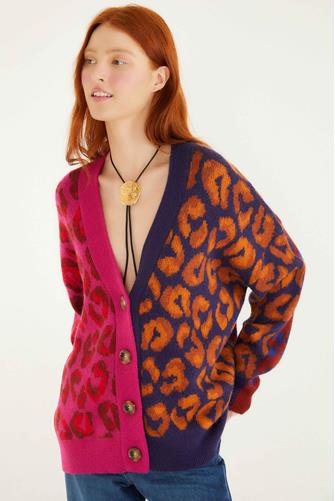 Mixed Ikat Leopard Cardigan IKAT DYED LEOPARD MIXED