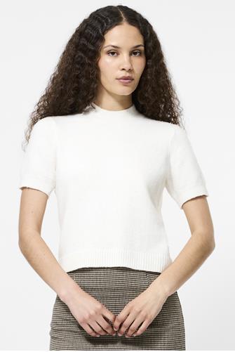 Vhari Mock Neck Short Sleeve Top PORCELAIN CREAM
