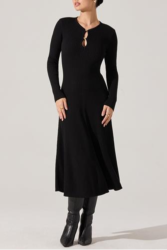 Fallyn Sweater Midi Dress BLACK