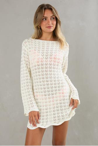 Callie Crochet Cover Up Tunic CREAM