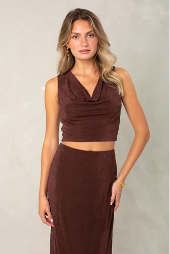 Callie Cowl Neck Set Top BROWN