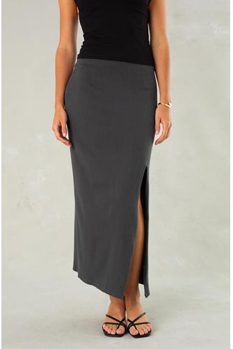 Knit Midi Skirt washed black