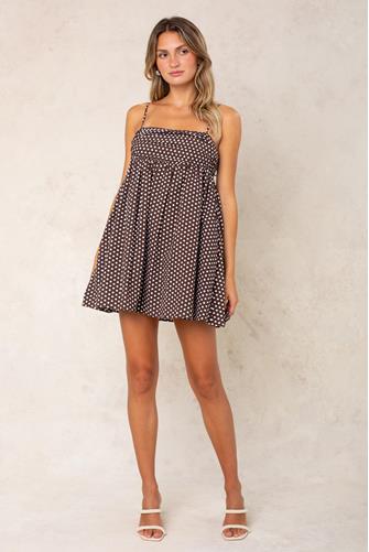 Lucille Organic Cotton Mini Dress BROWN POLKA DOT