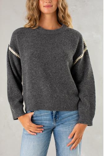The Jenny Sweater CHARCOAL WHITE