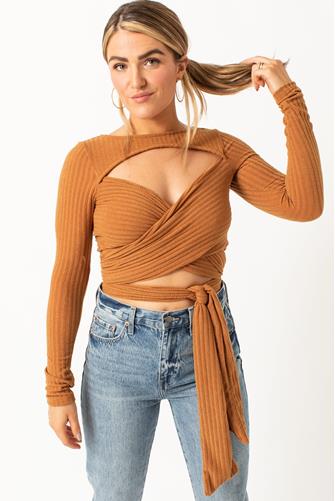 Wrap Cut Out Top RUST