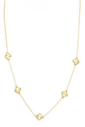 Gold Clover Station Necklace BRASS GOLD
