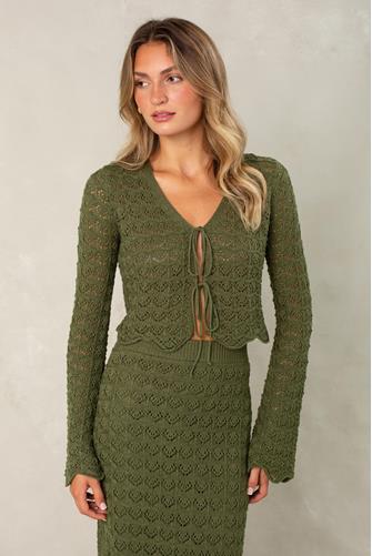 Andrea Two Tie Cardigan OLIVE
