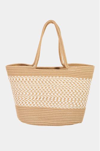 Braid Pattern Beach Tote Bag TAN