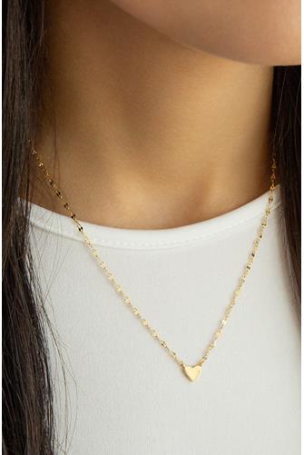 Dainty Heart Pendant Sequin Chain GP