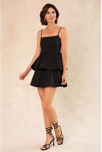 Vinci Tiered Mini Dress BLACK