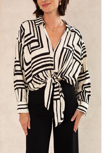 Rue Button Down CREAM BLACK