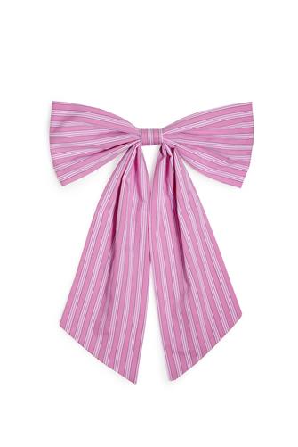 Stripe Bow Clip pink