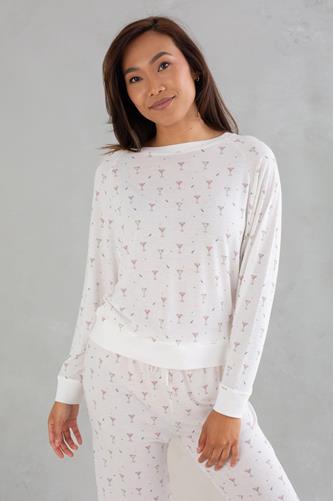 Cozy Long Sleeve Sleep Top IVORY MARTINIS