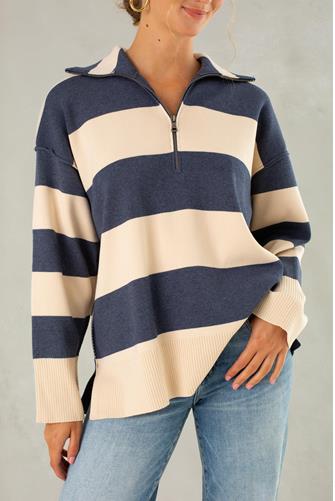 Charlie Rugby Quarter Zip NAVY CREAM
