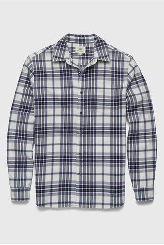 Brian Brushed Cotton Flannel Plaid Shirt JET STREAM COMBO