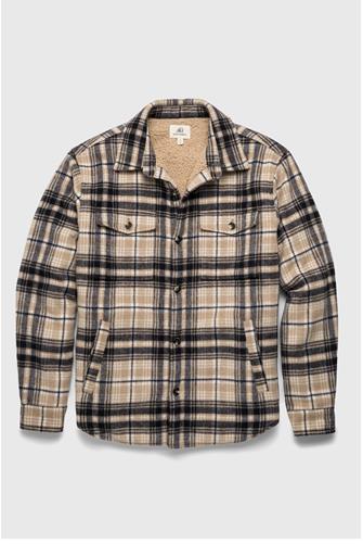 Skip Sherpa Lined Plaid Shirt Jacket CHINCHILLA COMBO